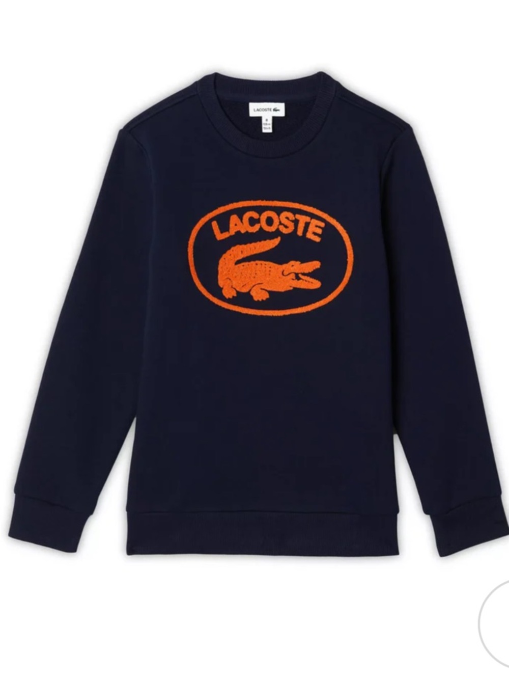 Lacoste Navy Sweatshirt with Bright Orange Logo - Kids